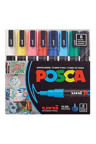 Uni Set of 8 Posca Poster Marker Pens - Anarenk Pc-3M