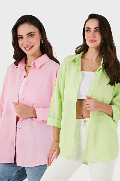 SD LUXURY Cotton Blend Oversize Fit Long Sleeve 2 Pack Shirt Shirt 6781001S2