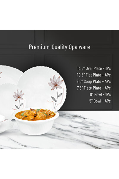 ROYALFORD 18pcs Opalware Dinner Set Rf12686 Dishwasher-safe, Freezer And Microwave Safe