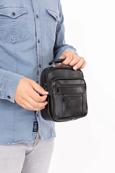 By Hakan Newish Polo 3009 Small Size Genuine Leather Case Men's Hand and Shoulder Bag Black