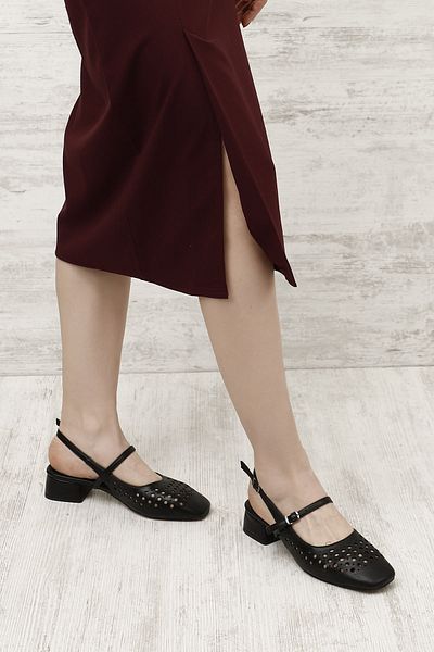 GÖNDERİ(R) Women / Girls Black Short Thick Heeled Slingback Mary Jane Shoes