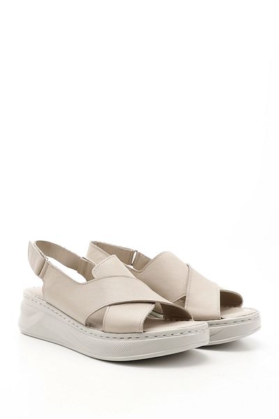 GÖNDERİ(R) Γυναικεία / Κορίτσια Μπεζ Velcro Strap Wedge Heels Γνήσιο δέρμα Comfort σανδάλια