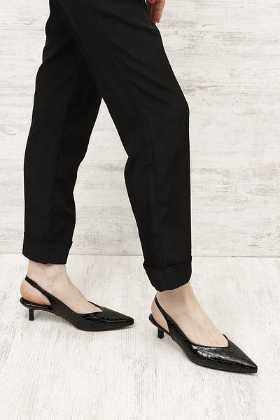 GÖNDERİ(R) Women/Girls Black Krako Short Thin Heeled Open Back Shoes
