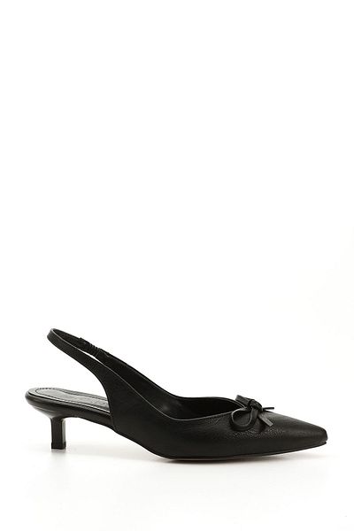 GÖNDERİ(R) Women/Girls Black Short Thin Heeled Bow Slingback Shoes