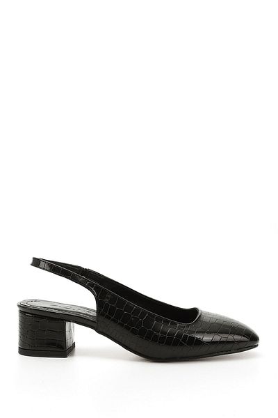 GÖNDERİ(R) Women / Girls Black Krako Short Thick Heeled Slingback Shoes