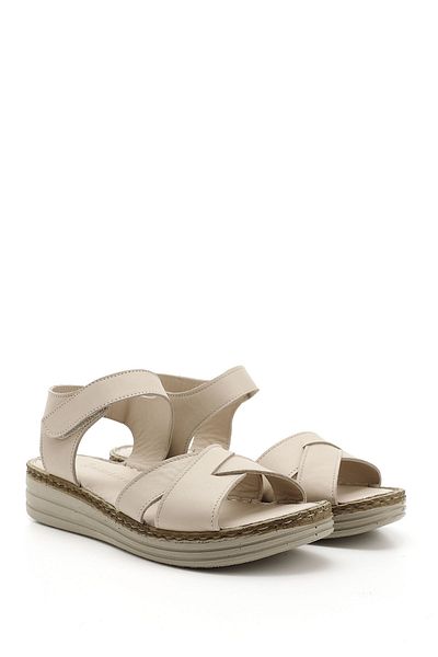 GÖNDERİ(R) Γυναικεία / Κορίτσια Μπεζ Velcro Strap Wedge Heels Γνήσιο δέρμα Comfort σανδάλια
