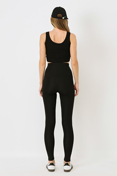 C&City Colanți sport lungi, negre, cu fermoar, cu talie înaltă 9415