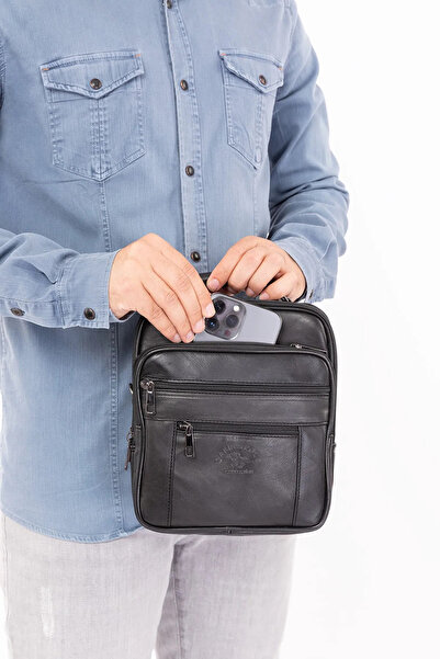 By Hakan Newish Polo 3009 Large Size Genuine Leather Case Men's Hand and Shoulder Bag Black