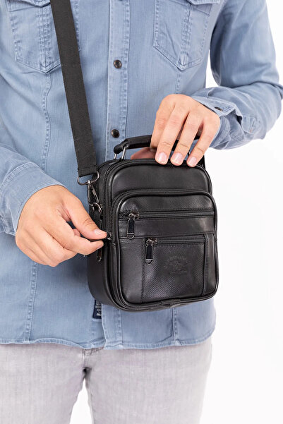 By Hakan Newish Polo 3009 Small Size Genuine Leather Case Men's Hand and Shoulder Bag Black