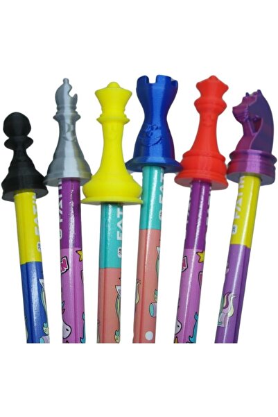 Tasarım 20 Adet Satranç Kalem Başlığı – Turnuva ve Dersler İçin Toplu Hediye