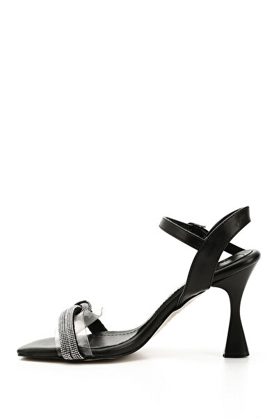 GÖNDERİ(R) Women's Black Stone Ankle Strap Goblet Heeled Sandals