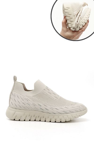 GÖNDERİ(R) Γυναικεία / Κορίτσια γυμνά πλεκτά Comfort Sneaker με πέτρες Memory Foam σόλες