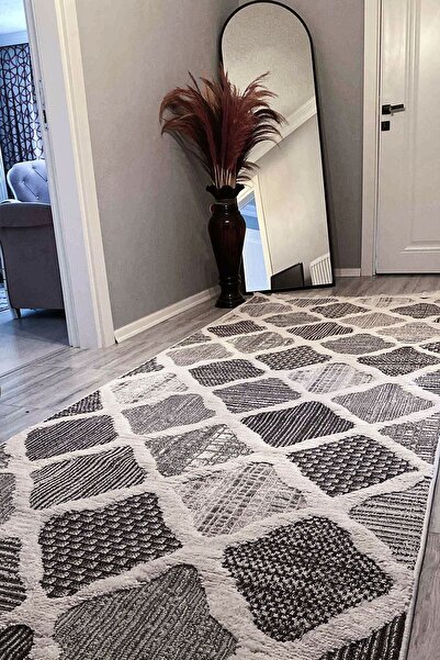 Cool Halı Sakura 2202 Gri Hav Toz Vermez Etnik Desenli Modern Dokuma Bukleli ...