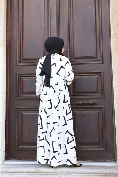 Sfg Life Moda WOMEN'S SUMMER TESETURE FRONT BUTTONED PATTERNED WOVEN VISKOSE STYLISH DRESS