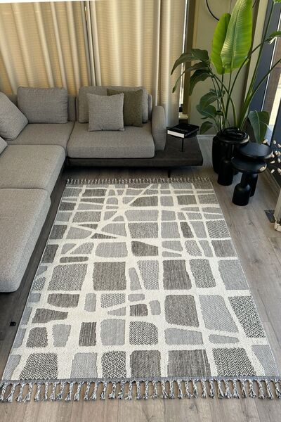 Cool Halı Bress 1414 Gri Halı Mutfak Halısı Kesme Halı Yolluk Balkon Halısı H...