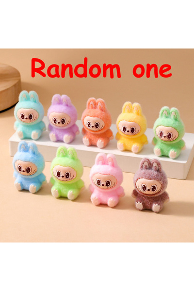 Choice1 Random One A 9PCS/Set 4cm Cartoon Labubu Series Mini Flocking Exquisite Cute Doll Gift Diy Pendant A