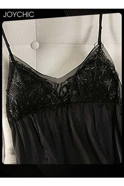 HALAMODO Solid Colour Sweet Pajama for Women Ice Silk Breathable Suspenders Nightgown Backless Evening Dress