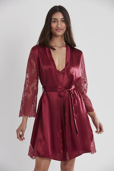 Pierre Cardin Set cămașă de noapte și halat de toaletă din dantelă din satin - 4065