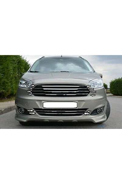 BRSPLAST Ford Courier Uyumlu 2014-2017 Krom Ön Panjur 6 Parça Paslanmaz Çelik