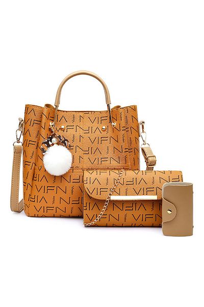 HALAMODO 3-Piece Casual Shoulder Bag Set Dark Yellow