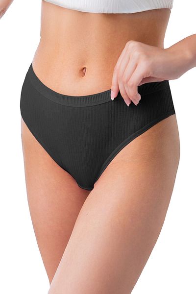 Bravie Women's 5-Piece Organic Cotton Ribbed Bikini Panties Bk2-A1