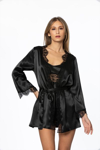 Pierre Cardin Satin Lace 3-Piece Shorts & Combi & Dressing Gown Set 2490