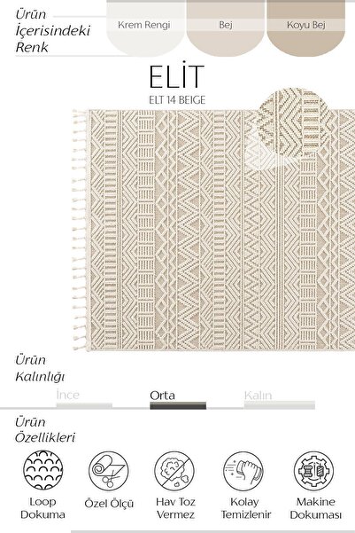 Cool Halı Elit 14 Bej Salon Halısı Bukle Iskandinav Halı Yolluk Etnik Mutfak Halısı Dekoratif Koridor Halısı