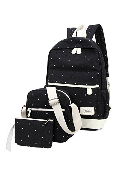 HALAMODO 3 Piece Backpack Set Black/White