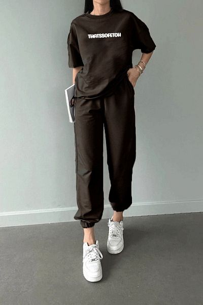 DUBU BUTİK Oversize Cycling Yak Suit - Thatssofetch T-shirt και κάτω μπλούζα Jogger