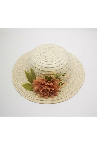 By Piera Girl's Floral Design Straw Hat 8787