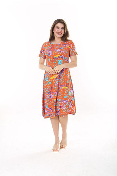 MODA Women's Plus Size Orange Viscosse Dress