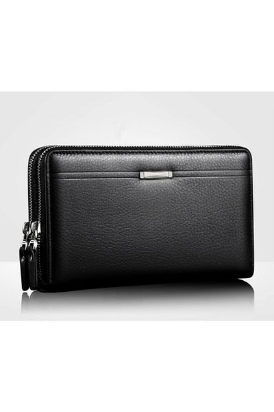 HALAMODO Solid Business Zip Wallet Black