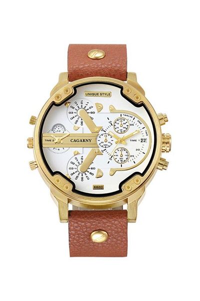HALAMODO Men's Water Resistant Analog Watch 6820 - 52 mm - Light Brown