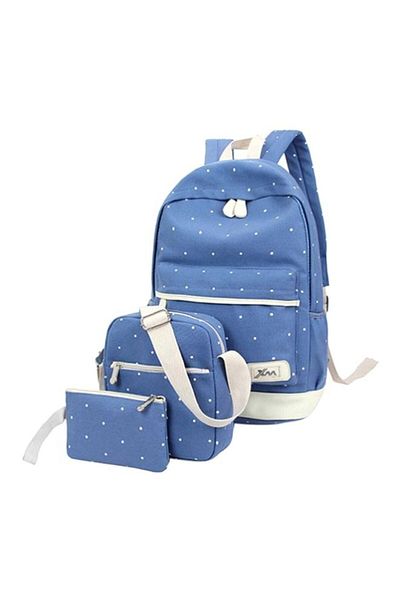 HALAMODO 3-Piece Backpack Set Blue/White