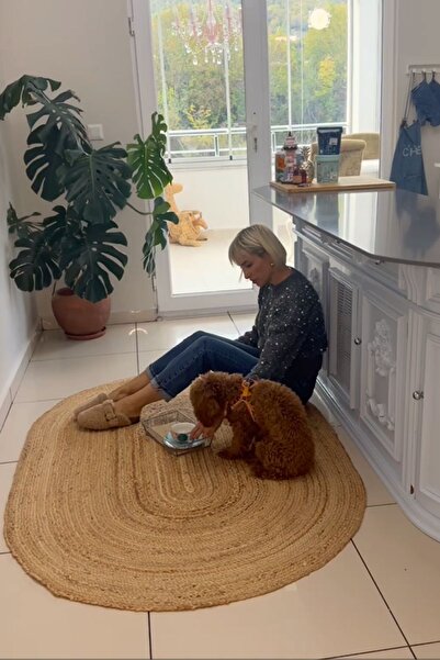 Cool Halı Vime 01e Natural Oval Jüt Halı Yolluk El Dokuma Jüt Kilim Hasır Halı Dekor Otantik Halı Bohem Halı