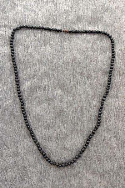 Chavin 4 Mm. 60 Cm. Black Lava Stone Men's Necklace Dp65