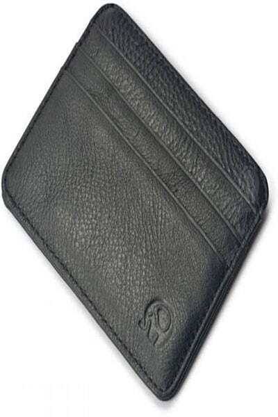 HALAMODO Leather Card Case Holder Black