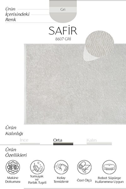 Cool Halı Safir 8607 Gri Halı Yolluk Oturma Odası Salon Halısı Kesme Antre Koridor Halısı Yatak Odası Halısı