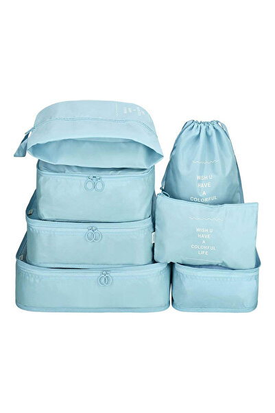 HALAMODO 7-Piece Waterproof Luggage Set Blue