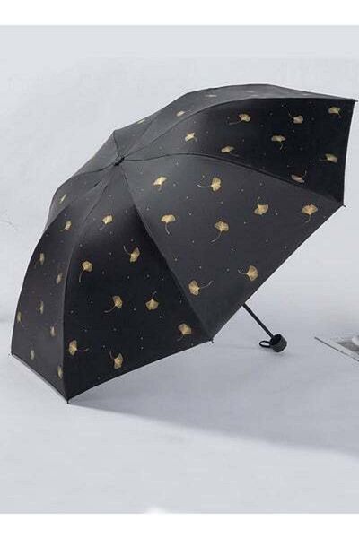 HALAMODO 8Ribs Windproof Anti-UV Compact Umbrella Strong Portable Folding Umbrella for Rain\u0026Sun Black