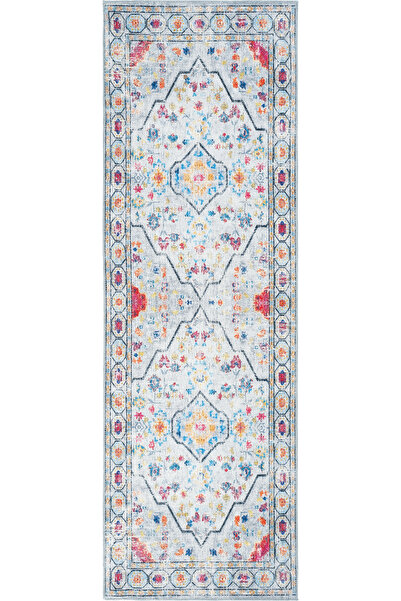 Cool Halı Private Gri Yolluk Eskitme Otantik Desenli Hol Koridor Halısı Yıkan...