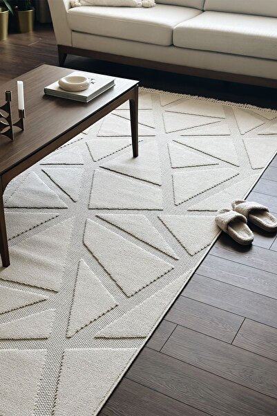 Cool Halı Oscar 7503 Krem Hav Toz Vermez Hasır Dokulu Salon Mutfak Koridor Ha...