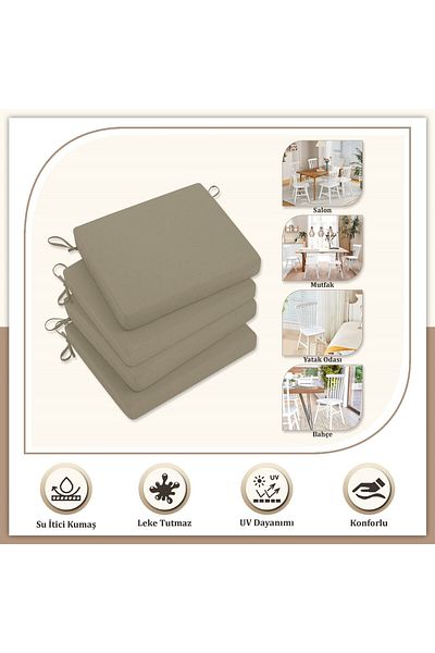 Evim Canvas 2-Piece Mink Liquid Proof Stain Resistant Zippered Lace Chair Cushion 40 X 40 cm