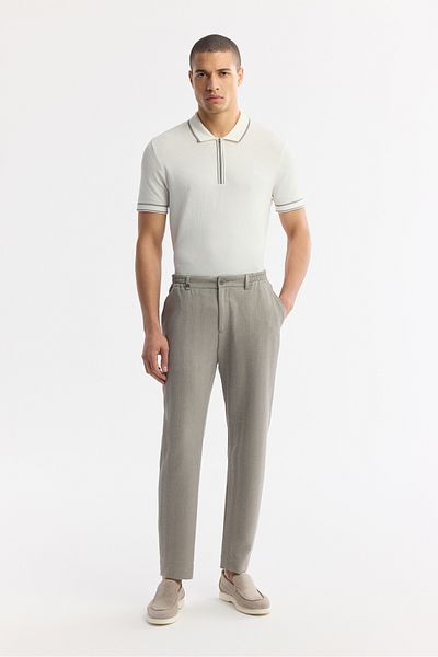 Avva Men's Gray Comfort Slim Fit Side Pocket Bi Stretch Elastic Waist Trousers A51Y3211