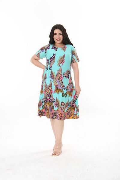 MODA Women's Plus Size Blue Viscosse Dress