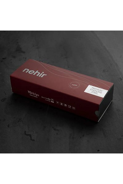 Nehir Maxi 24 Carat Satin Gold Plated 5 Piece Serving Set, Serving Spoon, Fork, Spoon Knife