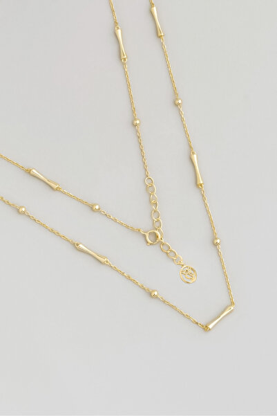 So CHIC... Minimal Dizayn 18 Ayar Sarı Altın Kaplama 45 Cm Gümüş Zincir Kolye