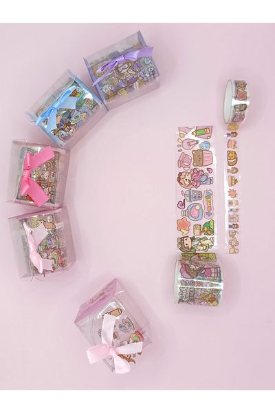 Limmy Fancy Girl Transparent Patterned Tape with Bow Bag - Pink