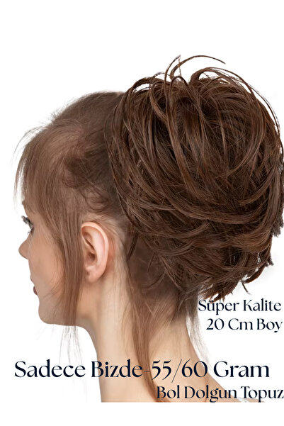 YARAT Lüks topuz tokası açık kahverekli saçlı süper kalıte Dolgun Postiş