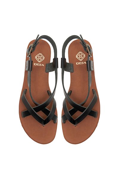 Desa Women's Black Leather Sandals